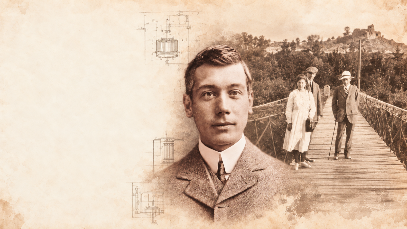 Composición histórica de Bernard Haslip Brunton y el Puente de Alambre de Cieza